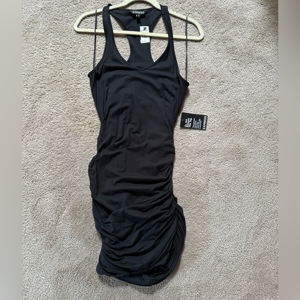Express ruched Black Sleeveless Dress